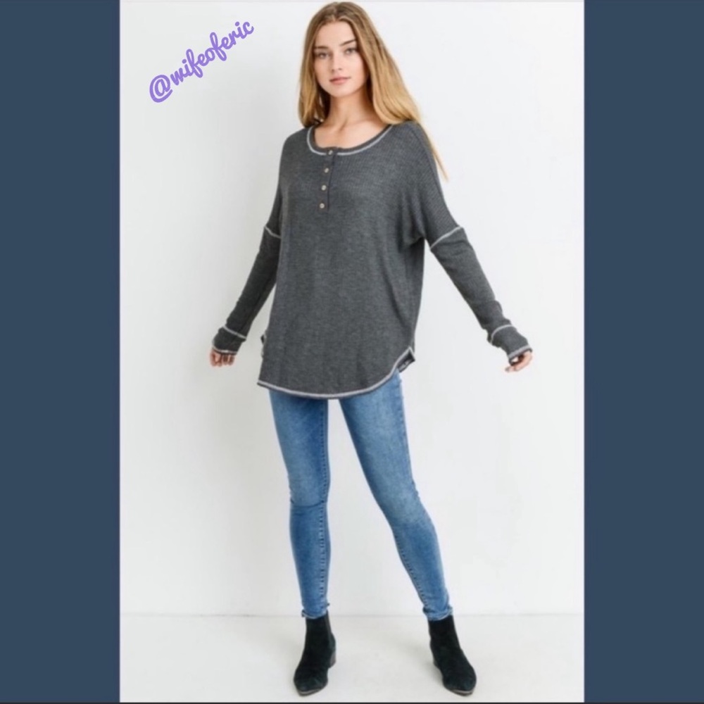 Native People Seam Top Waffle-Knit Round Hem NWT